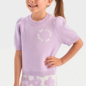 Grayson Mini Purple Princess Sleeves Be Cool Be Kind Sweater & Short set- sz 2T